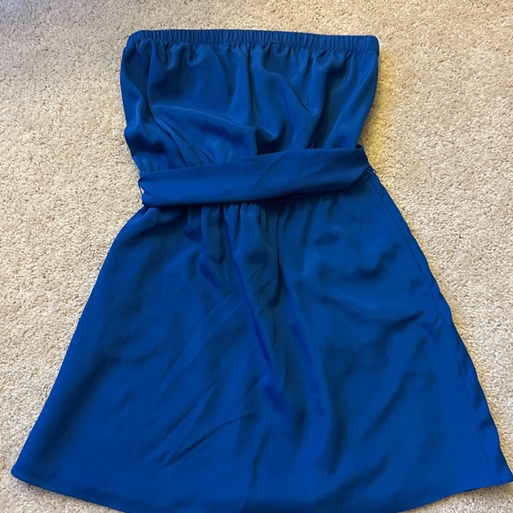 Express Cobalt Blue Strapless Mini Dress - Picture 2 of 5